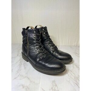 Baretraps Amysue Black Combat Lace Up Side Zip Ankle Boots Women's Size 9 M